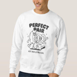 Vintage Hot Dog och Pretzel Maskot - Retro Lång Ärmad Tröja