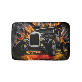 Vintage Hot rod i flamma Badrumsmatta