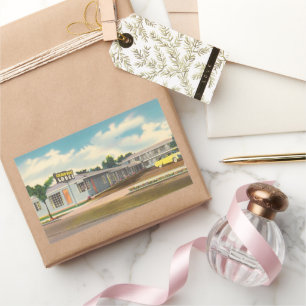 Vintage Hotel, Golden Väster Lodge Motel Rektangulärt Klistermärke