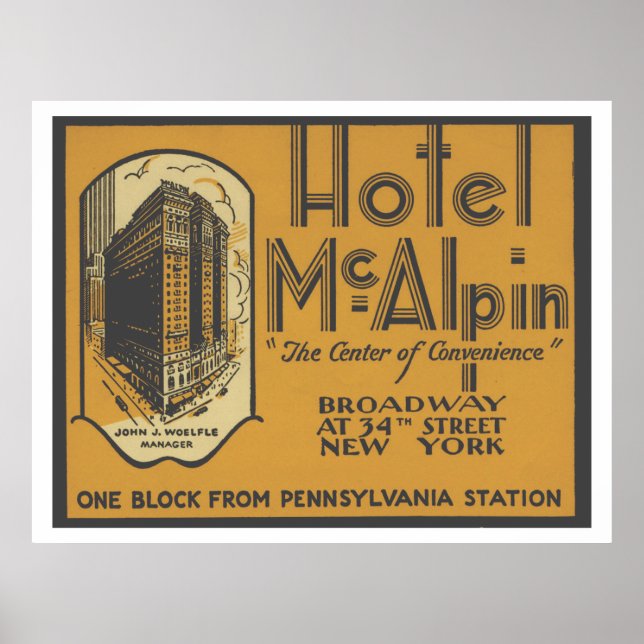 Vintage Hotel McAlpin Travel Poster (Framsidan)