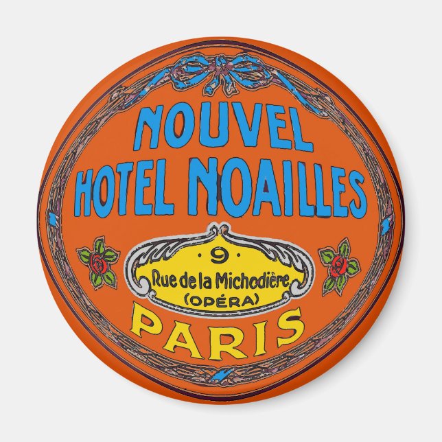Vintage Hotel Paris Frankrike Magnet (Framsidan)