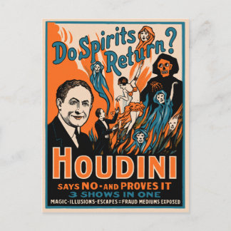 Vintage Houdini Magic Poster Vykort