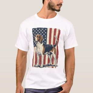 Vintage Hound Dog Patriotisk Flagga Vektor Tröja D