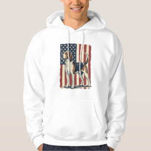 Vintage Hound Dog Patriotisk Flagga Vektor Tröja D Hoodie