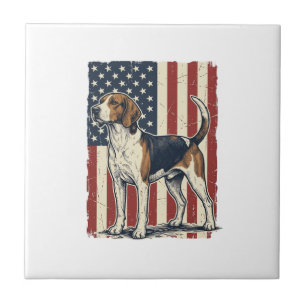 Vintage Hound Dog Patriotisk Flagga Vektor Tröja D Kakelplatta