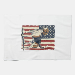 Vintage Hound Dog Patriotisk Flagga Vektor Tröja D Kökshandduk