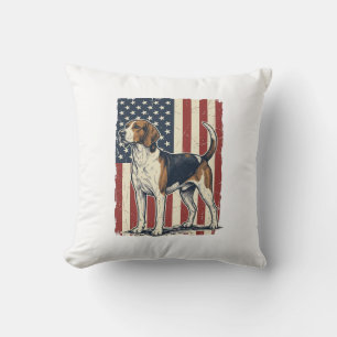Vintage Hound Dog Patriotisk Flagga Vektor Tröja D Kudde