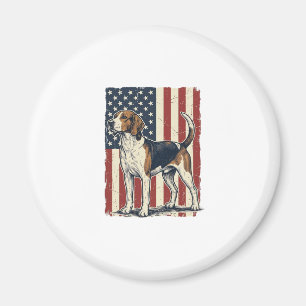 Vintage Hound Dog Patriotisk Flagga Vektor Tröja D Magnet