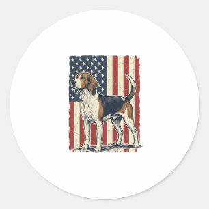 Vintage Hound Dog Patriotisk Flagga Vektor Tröja D Runt Klistermärke
