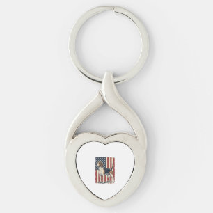 Vintage Hound Dog Patriotisk Flagga Vektor Tröja D Twisted Heart Silverfärgad Nyckelring