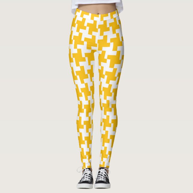 Vintage Houndstooth-mönster Leggings (Framsida)