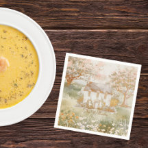 Vintage House in Grönt Meadow Cottagecore Art