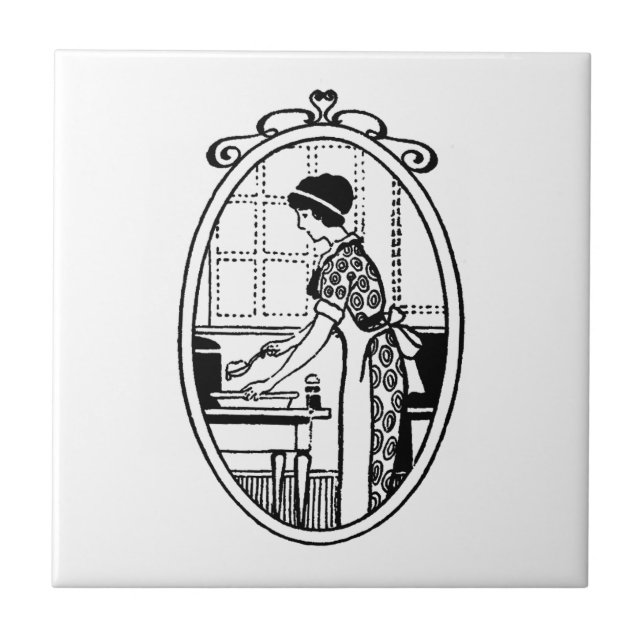 Vintage Housefru Baking Kakelplatta (Framsidan)