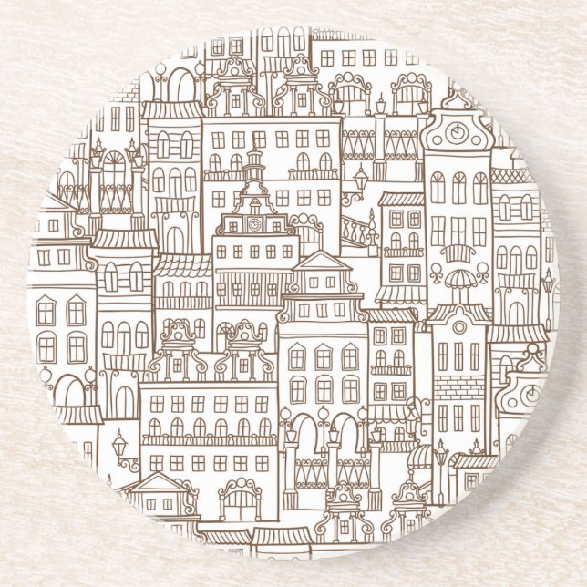 Vintage Houses: Arkitectural Seamless Mönster. Underlägg (Framsidan)