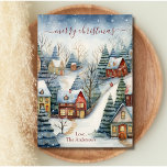 Vintage Houses Winter Wonderful Land jul Julkort<br><div class="desc">Ett vackert vattenfärgstryck av gamla vintagar i en snöig julby på detta julkort. Skrivs ut eller hämtas omedelbart.</div>