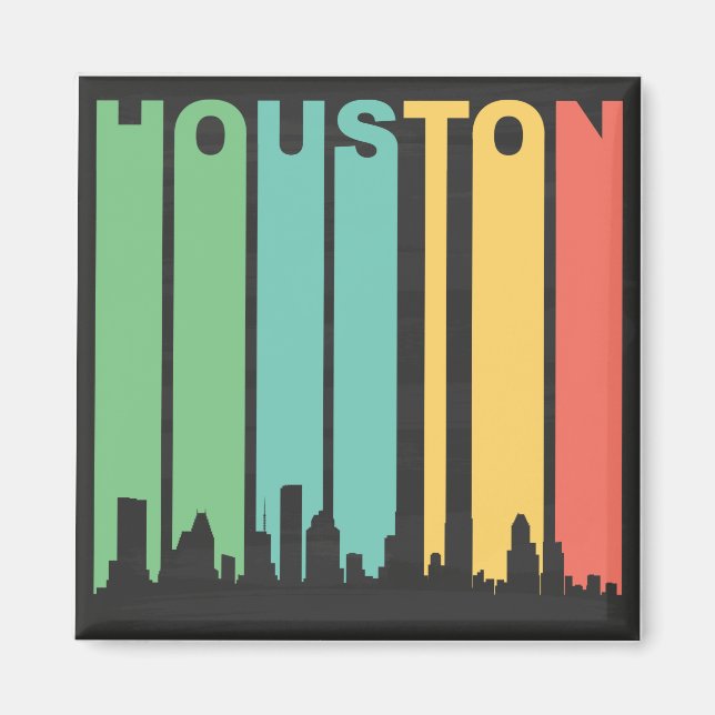 Vintage Houston Cityscape Magnet (Framsidan)