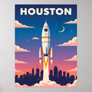 Vintage Houston Space City Poster