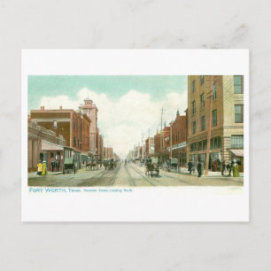 Vintage Houston Street, Fort Worth, Texas Vykort