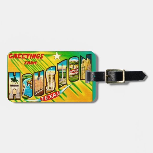 Vintage Houston Texas Bagagebricka (Horisontell Framsida)