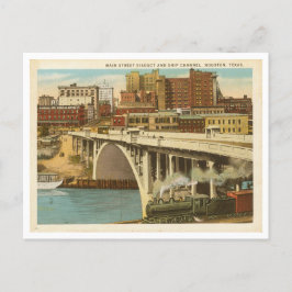 Vintage Houston Texas Main Viaduct Channel Channel Vykort