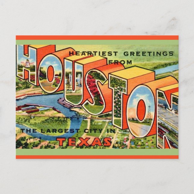 Vintage Houston Texas vykort (Framsida)