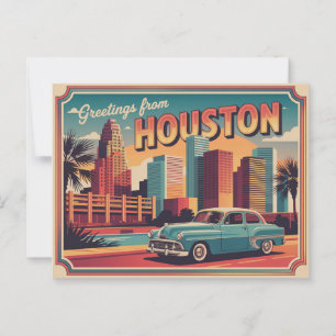 Vintage Houston-vykort Hälsning från Houston Vykort