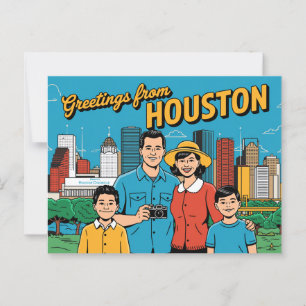 Vintage Houston-vykort Hälsning från Houston Vykort