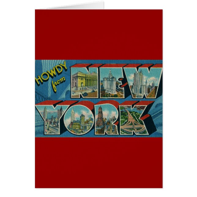 Vintage Howdy från New York Hälsningskort (Framsidan)