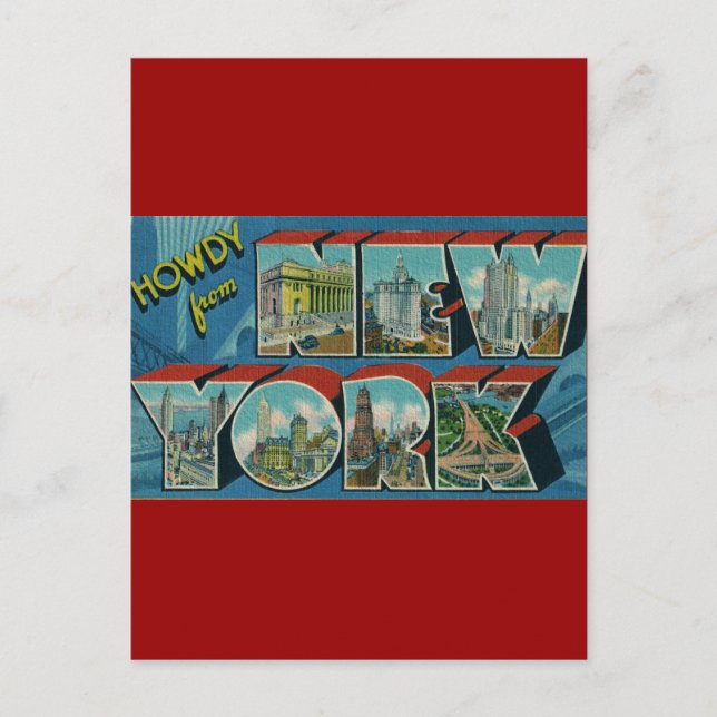 Vintage Howdy från New York Vykort (Framsida)