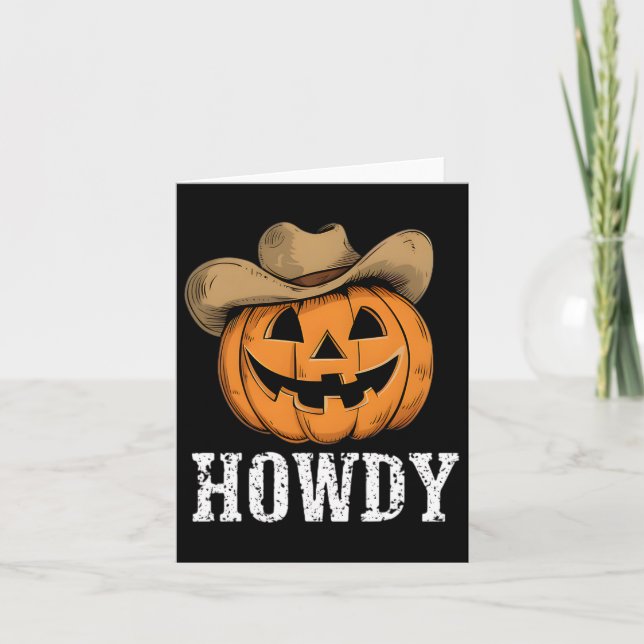 Vintage Howdy Pumpkin Cowboy Western Kort (Framsida)
