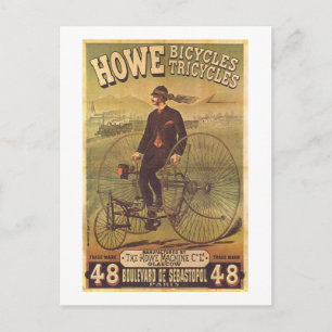 Vintage Howe-cyklar och trehjulingar Ad. Vykort