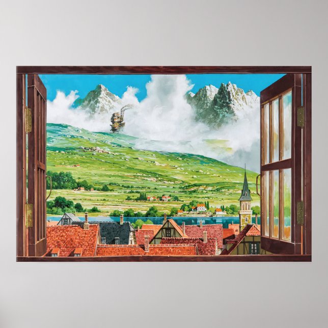 Vintage Howl's Moving Castle-fönsterposter Poster (Framsidan)