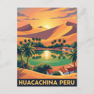 Vintage Huacachina Peru Travel Vykort