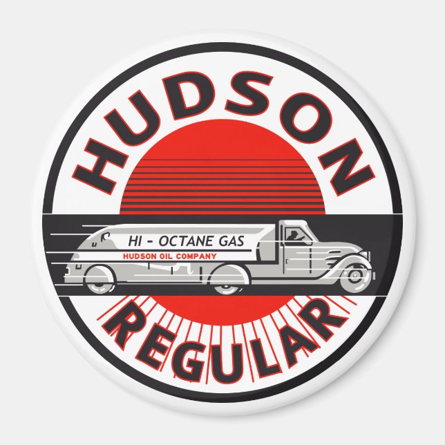 Vintage Hudson Regular Gasoline-tecken Magnet (Framsidan)