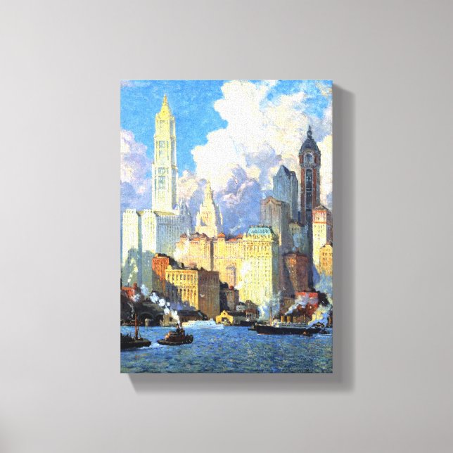 Vintage Hudson River Waterfront Canvastryck (Framsida)