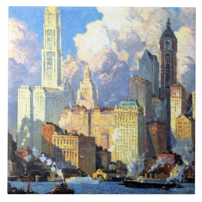 Vintage Hudson River Waterfront Kakelplatta (Framsidan)