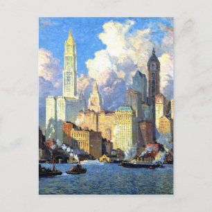 Vintage Hudson River Waterfront Vykort