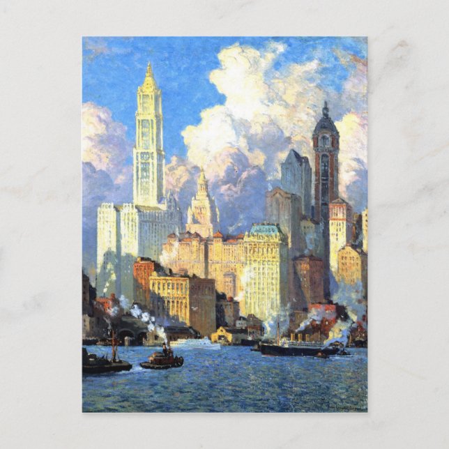 Vintage Hudson River Waterfront Vykort (Framsida)