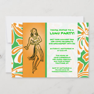 Vintage Hula Dancer Luau Inbjudningar