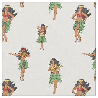 Vintage Hula Dancing Girls Hawaiian Patterned Tyg