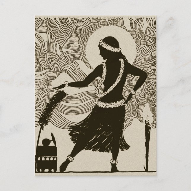 Vintage Hula Girl Vykort (Framsida)