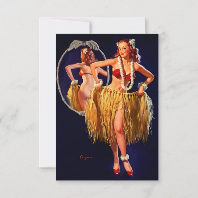 Vintage Hula Hawaiian Pin UP Girl (Framsida)