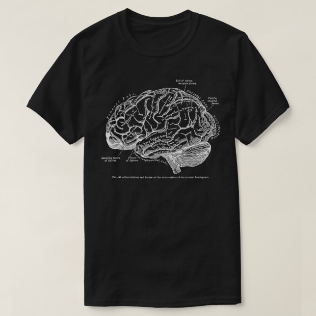 Vintage Human Anatomy Brain T Shirt (Design framsida)