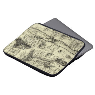 Vintage Human Anatomy Larynx Leg Leonardo da Vinci Laptop Sleeve
