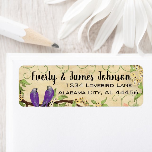 Vintage Humingbird Swirl-Adressetiketter Returadress Etikett (Insitu)
