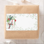 Vintage Humingbird Swirl julklapp Märkre Fraktsedel<br><div class="desc">Elegant Red and Grönt Hummingbird Family (Mor Far och Child Birds). Love birds. Red and Grönt Swirl Gräns Abstrakt Modern Swirl Gräns Helgdag Juletiketters Utformning av Sandra Mack. Möjliga användor är: märkre, CD-DVD-etikett, etiketter för homemade gåvor, etikett för Canning Burk, etikett för gelégodis, etikett för honung Burk, etikett för Party,...</div>