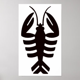 Vintage Hummer i Svart, Art Deco Skaldjur Poster