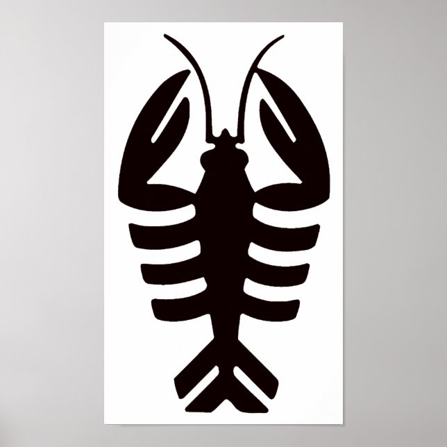 Vintage Hummer i Svart, Art Deco Skaldjur Poster (Framsidan)
