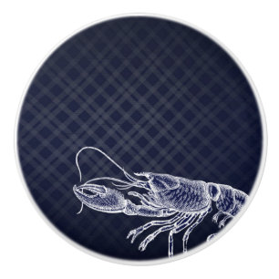 Vintage Hummer Navyblå Elegant Skaldjursdekoration Knopp