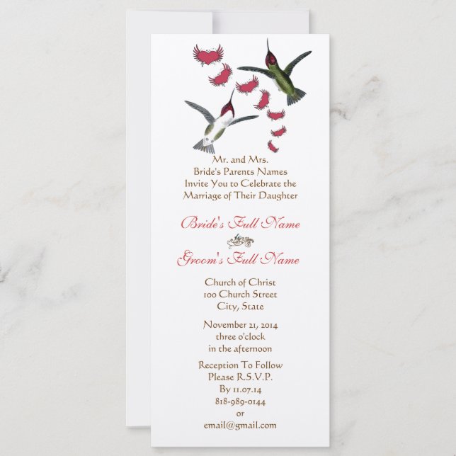 Vintage Humming Birds Wedding bjudande Inbjudningar (Framsida)